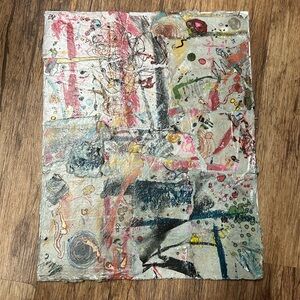 Collage art on canvas panel 14x11 folk art original art work